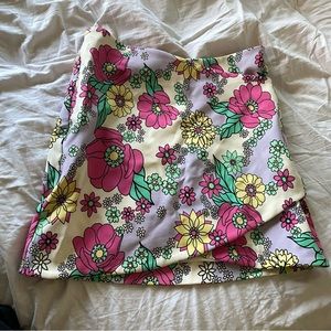 Zara mini floral skirt mod retro 60s small